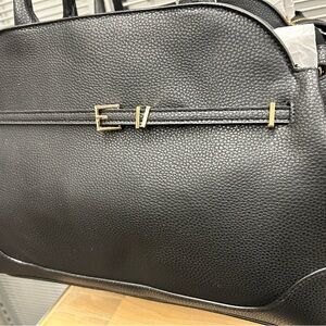 Black Leather Handbag with Gold Accents